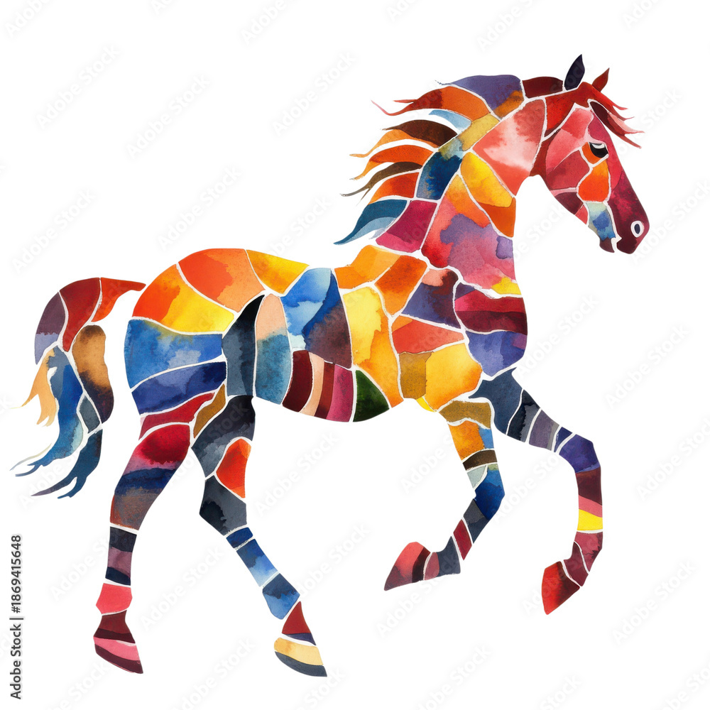Obraz premium Colorful Mosaic Horse on Transparent Background