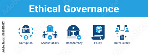 Ethical Governance web banner icon vector illustration concept ,  with icon of Corruption, Accountability, Transparency.