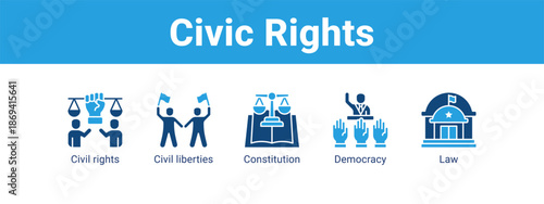 Civic Rights web banner icon vector illustration concept ,  with icon of Civil rights, Civil liberties, Constitution.