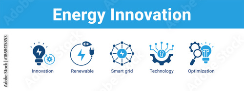 Energy Innovation web banner icon vector illustration concept ,  with icon of Innovation, Renewable, Smart grid.