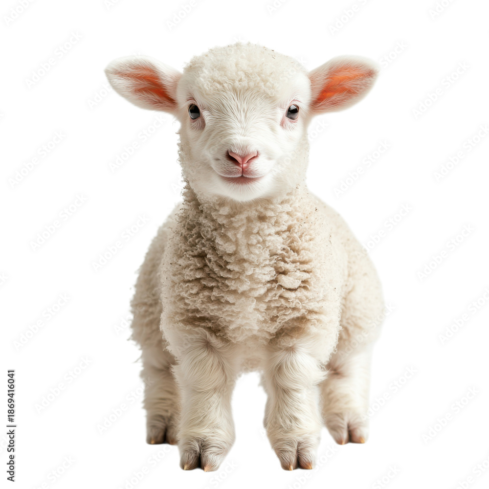 Fototapeta premium Adorable Lamb on Transparent Background