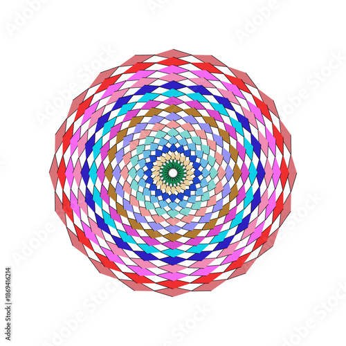 Vibrant multicolored spiral pattern on a with concentric circles