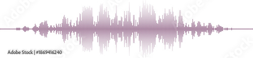 Sound wave pattern with purple dots on white background Vector