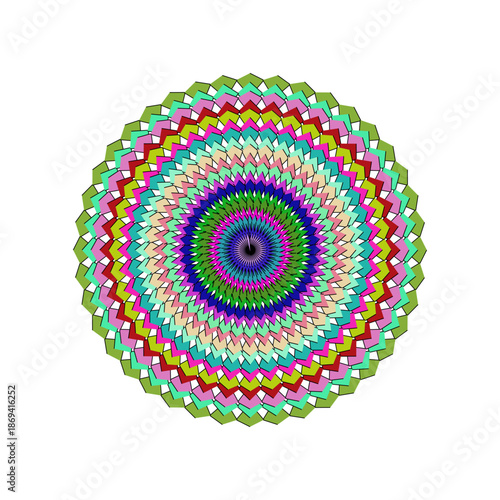 Vibrant multicolored mandala design with intricate patterns