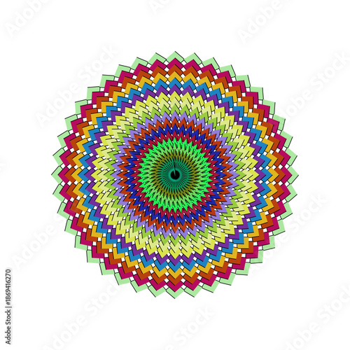 Vibrant multicolored mandala design with intricate patterns