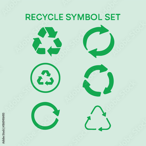 A vector set of recycle symbols.