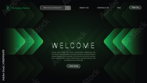Green Geometric Website Design with Search Bar