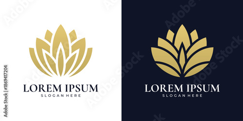 Elegant golden lotus flower logo design