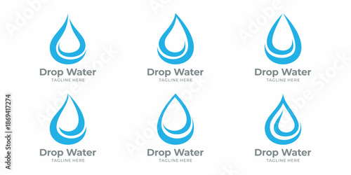 Clean blue water drop vector logo