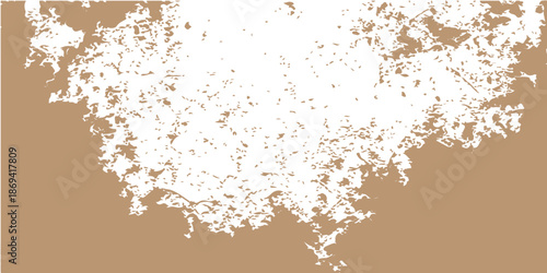 Abstract grunge vector illustration featuring a dirty brown texture with ink splashes, paint stains, and rust spots on a patterned paper wall design frame