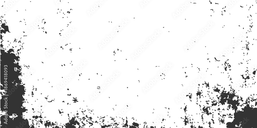 Obraz premium Abstract grunge background featuring a black ink splat pattern with liquid paint splashes and vector stain textures for a dirty artistic wallpaper design element