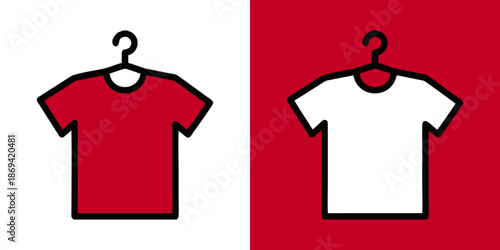 red t shirt design on hangers for branding and fashion inspiration with a modern aesthetic