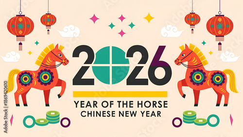 Celebrate the 2026 Year of the Horse with vibrant decorations for the exciting lunar new year festivities