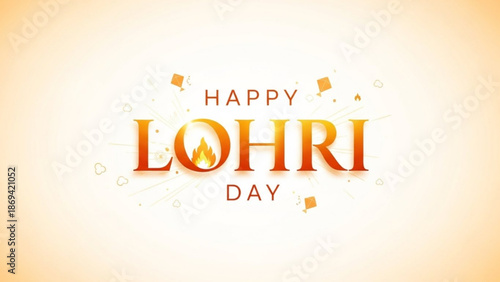 Happy lohri day celebration with fire flame and confetti with Indian festival and Punjabi celebration and Festive and Cultural and Traditional