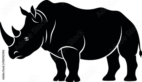 Stylized Rhinoceros Silhouette – Bold African Wildlife Vector