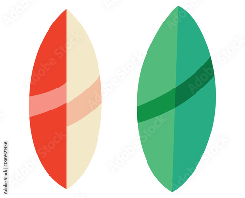 Surfboards Stuck in Sand with Different Patterns, Isolated Summer Beach Vector Collection