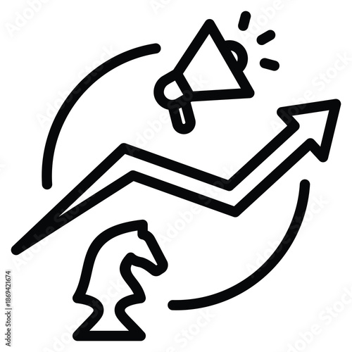 Marketing And Sales Strategy Icon Line Vector Illustration