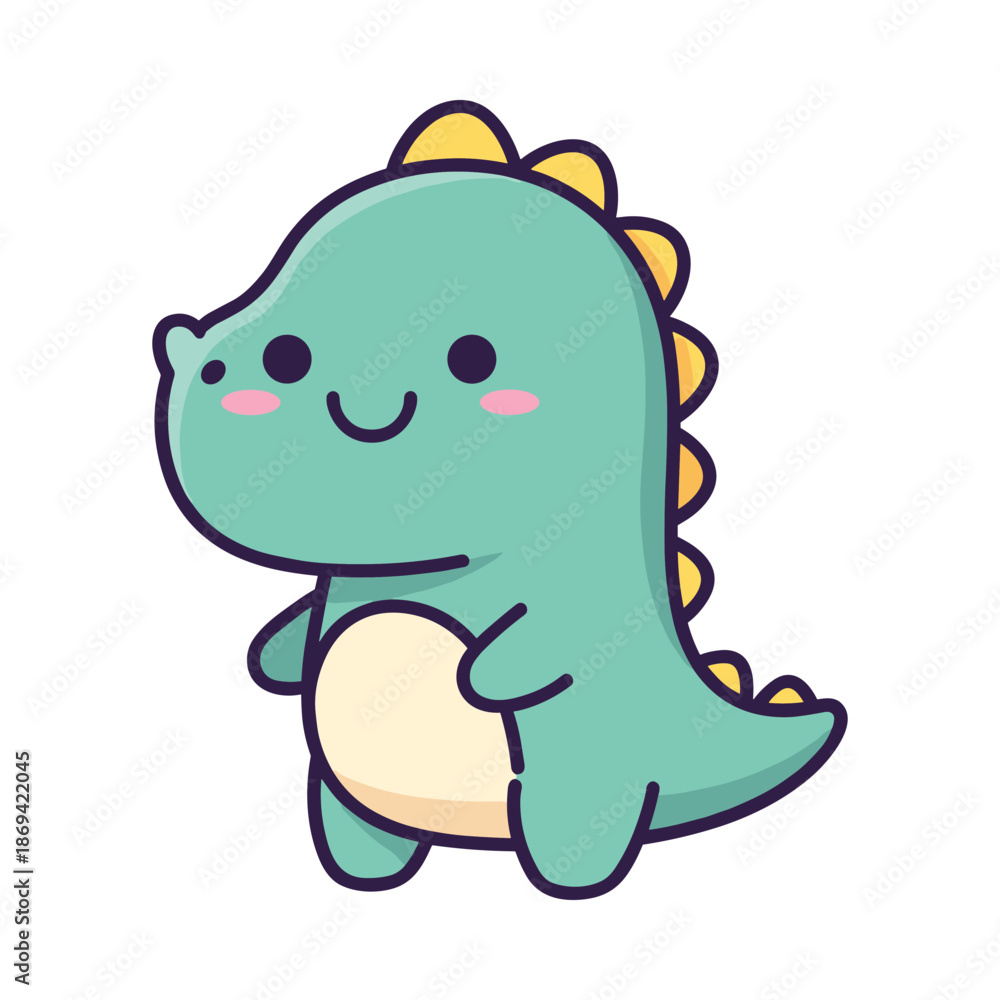 Obraz premium Adorable Cartoon Dinosaur Illustration