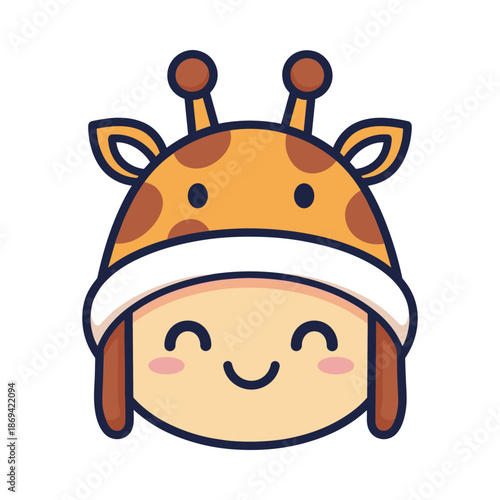 Cute Cartoon Child Wearing Giraffe Costume Illustration