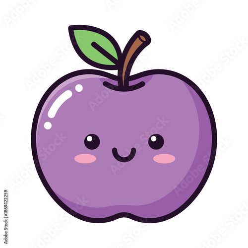 Cute Purple Apple Cartoon Illustration