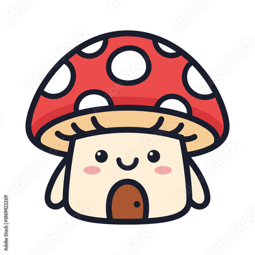 Cute Cartoon Mushroom House Illustration
