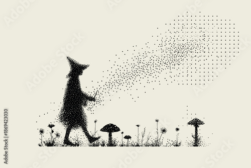 Whimsical Gnome Casting Spells in a Forest