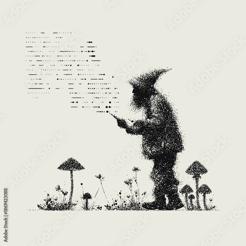 Whimsical Gnome Casting Spells in a Forest