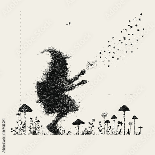 Whimsical Gnome Casting Spells in a Forest