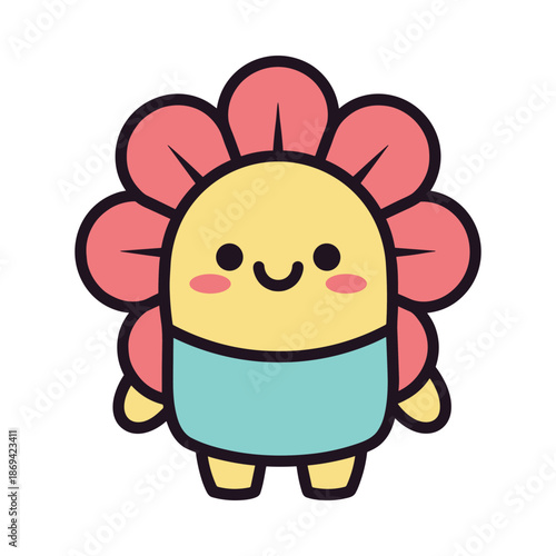 Adorable Cartoon Flower Character Illustration