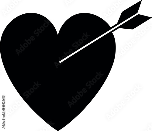 Black Heart Pierced by an Arrow love symbol