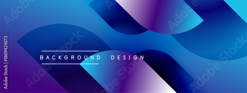 Abstract fluid shapes, vibrant blues, purples create dynamic background. Text reads background design. Modern, sleek visual presentation.