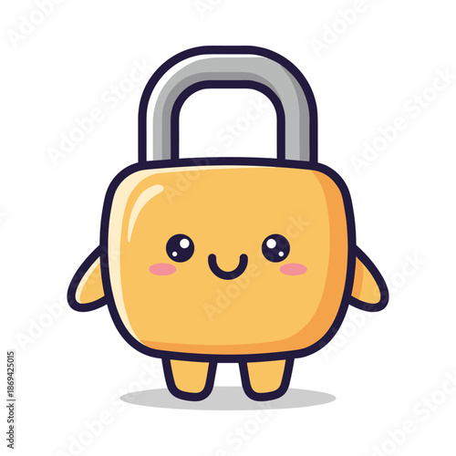 Cute Cartoon Padlock Character Illustration