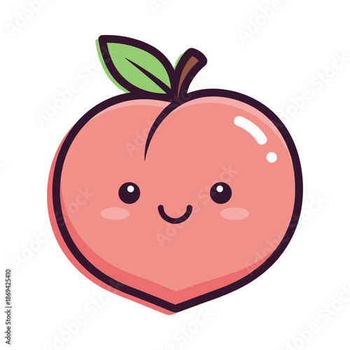 Cute Cartoon Peach Illustration with Smiling Face