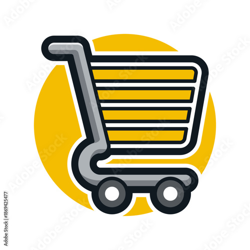 Isolated Trolley or Shopping Cart Cartoon Illustration.