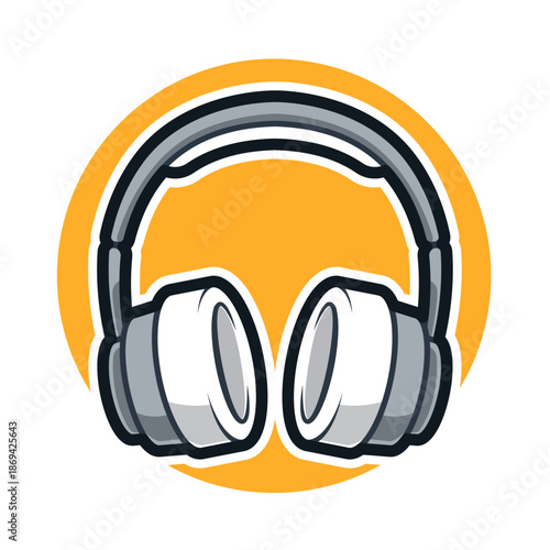 Cartoon Illustration of Headphone for Listening Recorder