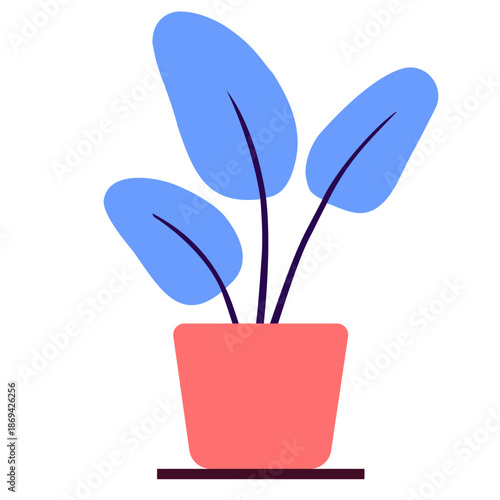 Stylized houseplant. Flower in a pot, vector illustration