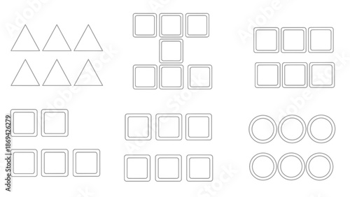 Geometric Shapes Collection: Triangles, Squares, Circles Outline Icons