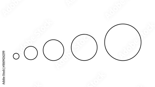 Growing Circles Concept: Size Progression, Abstract Geometric Shapes, Minimalist Design