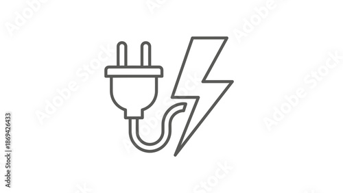Electric Plug and Lightning Bolt Icon - Energy and Power Concept