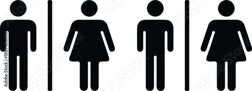 black man woman four icons set vector illustration toilet sign symbol 