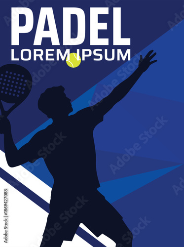 Padel poster, padel player template background design vector