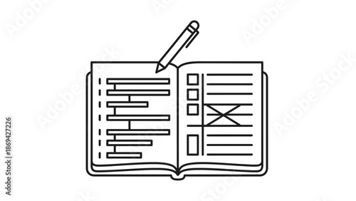 Open Notebook with Pen, Planning, Writing, Checklist, To-Do List, Goals, Business Plan