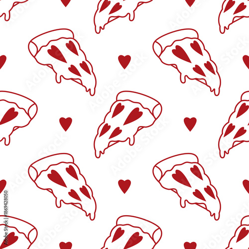 Red Pizza Heart Isolated on a White Background