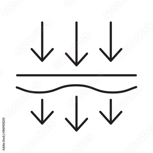 Skin penetration icon linear vector design deep absorption dermatology symbol moisturizing layer epidermis beauty care outline illustration element