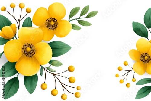 Yellow floral border design for spring concepts