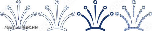 Crown icon set white blue solid outline and dot pattern