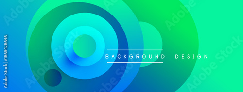 Abstract gradient circles create dynamic visual effect. Blue transitions to green, modern design element. Background text reads background design.