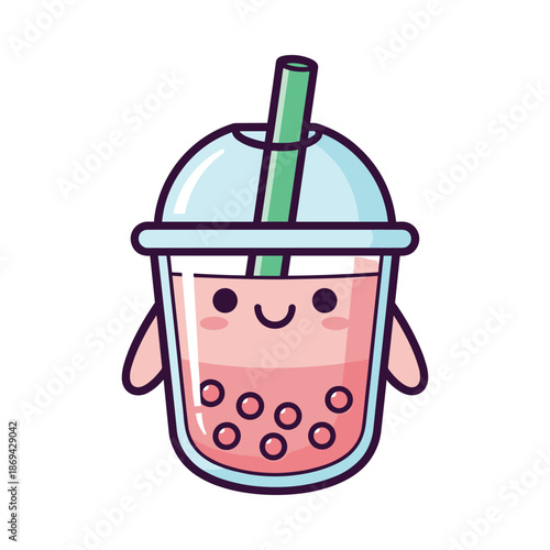 Adorable Cartoon Bubble Tea Illustration