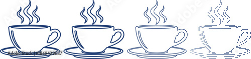 Set of coffee cup icon in different styles isolated on transparent background