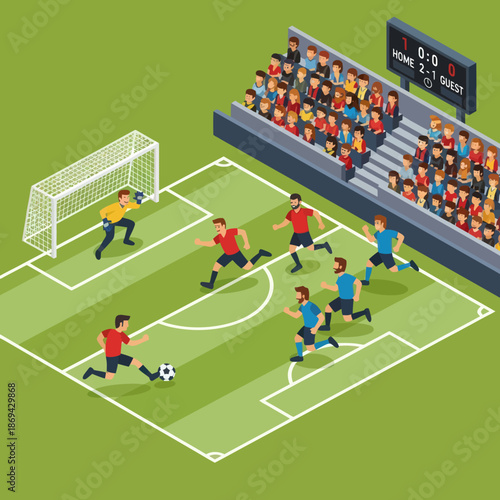 Soccer Players in Action on Field.